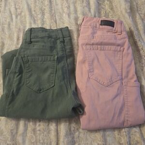 Stylish Pink and Green Women's Jeans.
